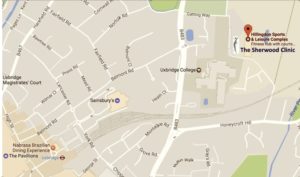 Uxbridge Clinic map